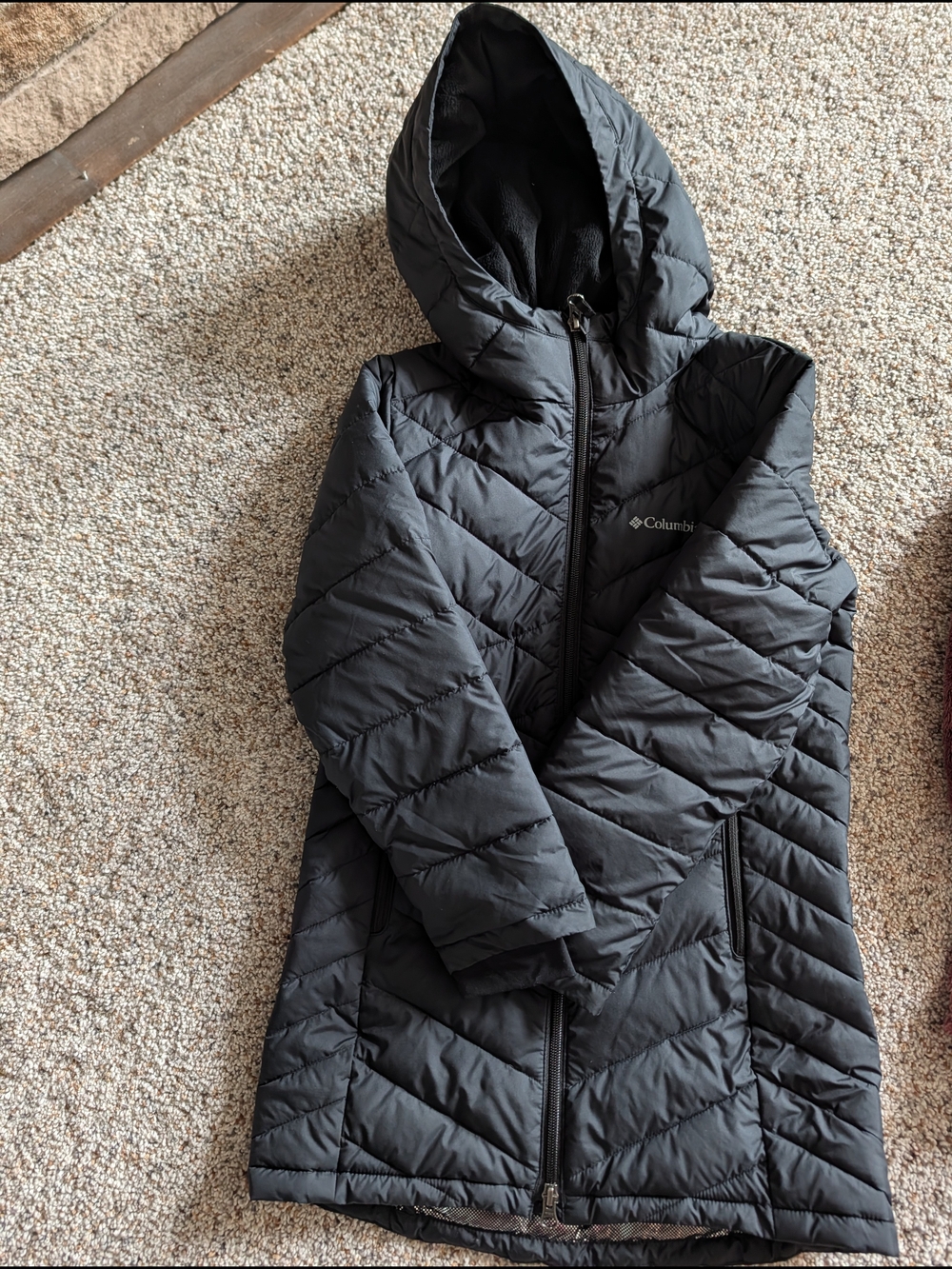 Columbia Powder Lite  Black Quilted Hooded Kids Jacket